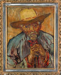 Oil on canvas portrait of a cowboy