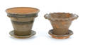 Two IS Stahl redware flower pots