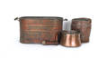 Three copper buckets