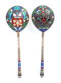 Two Russian silver enamel spoons