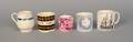 Five English childs cups including Staffordshire and Leeds examples