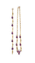 14K gold and amethyst necklace and bracelet