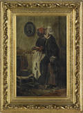 American oil on canvas interior scene