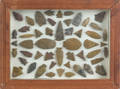 Framed collection of Jasper arrowheads