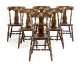 Set of six York Pennsylvania painted plank seat chairs ca 1840