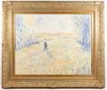 Impressionist Landscape Lone Traveler in Pastels