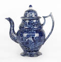 Historical blue Staffordshire coffee pot 19th c