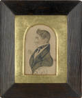 Miniature pen and ink portrait of a gentleman ca 1810