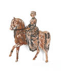 Carved pine figure of a lady riding side saddle