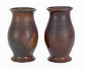 Two IS Stahl redware vases dated