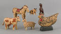 Six DB Strawser carved animals