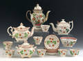 English pearlware strawberry pattern tea and coffee service 19th c