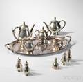International Silver Co Royal Danish Pattern Coffee and Tea Set with Apple Pattern Tray