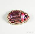 Tiffany  Co Sterling Silver and Favrile Glass Scarab Brooch