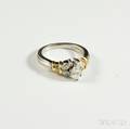 Platinum 18kt Gold and Diamond Ring