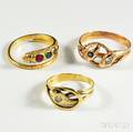 Three 18kt Gold Gemset Rings