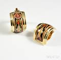 Hermes Enamel Costume Earclips