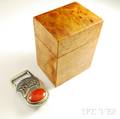 William Taylor for Indiana Metal Craft Stainless Steel and Hardstone Belt Buckle and Burlwood Box