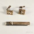 Pair of Sterling Silver Georg Jensenstyle Cuff Links and Tie Clip