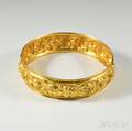22kt Gold Handhammered Floral Bangle
