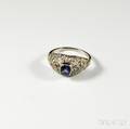 Platinum Diamond and Sapphire Ring