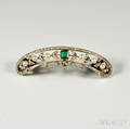 Edwardian Platinum Gold Emerald Diamond and Pearl Enhancer