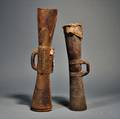 Two New Guinea Carved Wood Kundu Drums