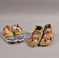 Two Pairs of Plains Beaded Hide Moccasins