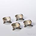 Four English Sterling Silver Shellform Individual Salts