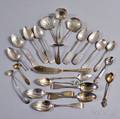 Group of Sterling Silver and Coin Silver Spoons and Serving Pieces