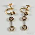 Antique 14kt Bicolor Gold and Diamond Earpendants