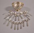 Tiffany  Co Sterling Silver Footed Bowl and Twenty Demitasse Spoons