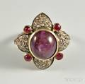 18kt Gold Sterling Silver Diamond and Ruby Ring
