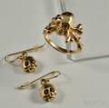 14kt Gold Skull Ring and Earrings