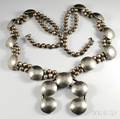 Navajo Silver Necklace with Domed Quarters