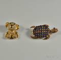 18kt Gold Gemset Bear Pendant and a 14kt Gemset Turtle Brooch