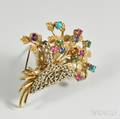 Forum Jewelry 14kt Bicolor Gold Gemset Floral Brooch