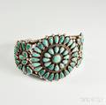 Zuni Silver and Turquoise Cluster Bracelet