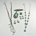 Six Southwest Silver and Turquoise Jewelry Items