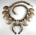Navajo Mercury Head Dime and Silver Dollar Necklace