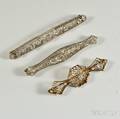 Three Art Deco Diamond Bar Brooches