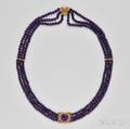 Threestrand Amethyst Bead Necklace
