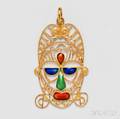 18kt Gold and Enamel African Mask Pendant