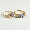 Two Gold and Sapphire Rings