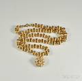 18kt Gold Beaded Necklace and 18kt Gold and Diamond Pendant