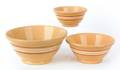 Nest of three yelloware mixing bowls