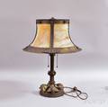 Arts  Craftsstyle Metal and Caramel Slag Glass Table Lamp