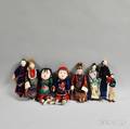 Nine Paintdecorated Carved Wood Chinese Figures