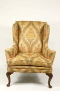 Queen Anne Style Walnut Wing Chair
