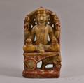 Colored Stone Carving of a Fourarmed Deity